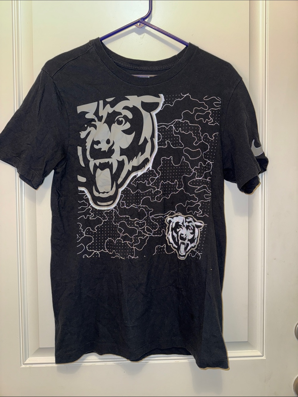 Nike Chicago Bears RFLCT black camo NFL football Print T shirt Small men’s